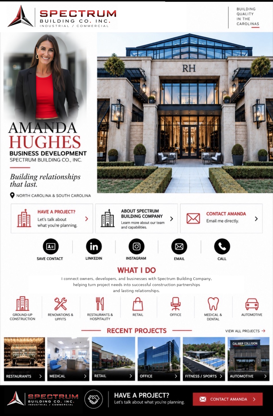 Amanda Hughes — Spectrum Building Company landing page